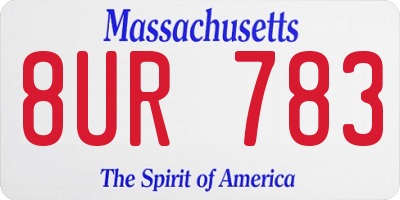 MA license plate 8UR783