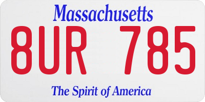 MA license plate 8UR785