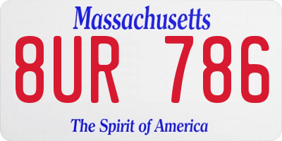 MA license plate 8UR786