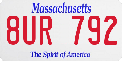 MA license plate 8UR792