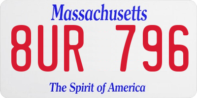 MA license plate 8UR796