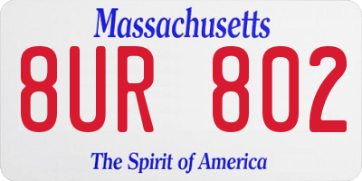 MA license plate 8UR802