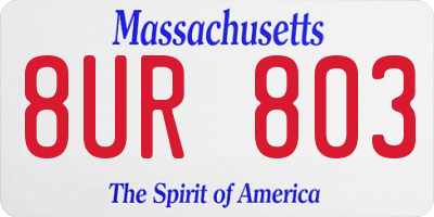 MA license plate 8UR803