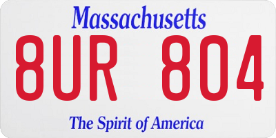 MA license plate 8UR804