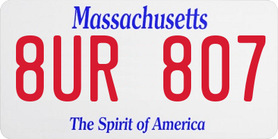 MA license plate 8UR807