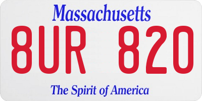 MA license plate 8UR820