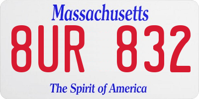 MA license plate 8UR832