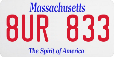 MA license plate 8UR833