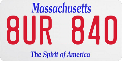 MA license plate 8UR840