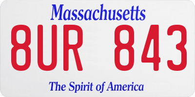 MA license plate 8UR843
