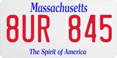 MA license plate 8UR845