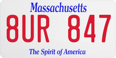 MA license plate 8UR847