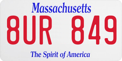 MA license plate 8UR849