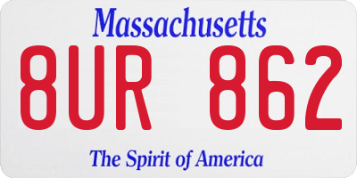 MA license plate 8UR862