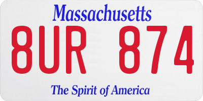 MA license plate 8UR874