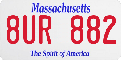 MA license plate 8UR882
