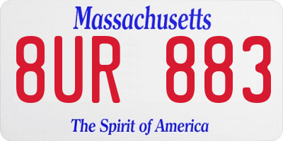 MA license plate 8UR883
