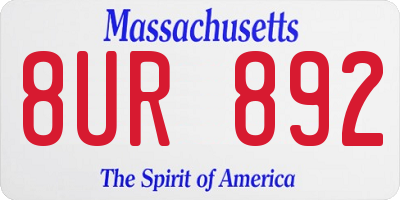 MA license plate 8UR892