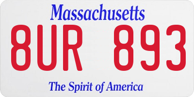 MA license plate 8UR893