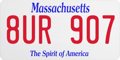 MA license plate 8UR907