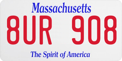MA license plate 8UR908