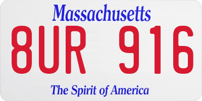 MA license plate 8UR916