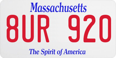 MA license plate 8UR920
