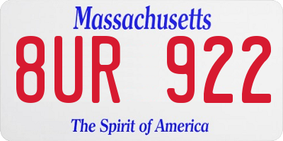 MA license plate 8UR922