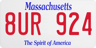 MA license plate 8UR924