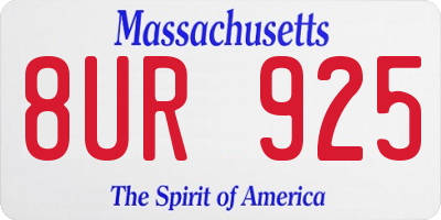 MA license plate 8UR925