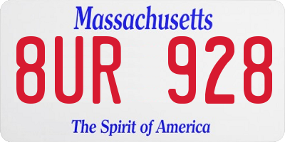 MA license plate 8UR928