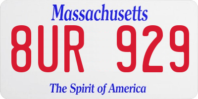 MA license plate 8UR929