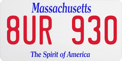 MA license plate 8UR930