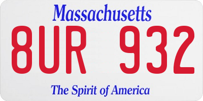 MA license plate 8UR932
