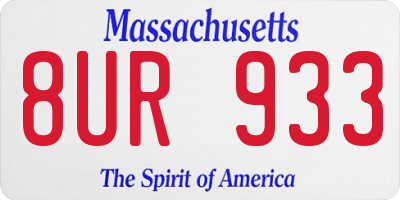 MA license plate 8UR933