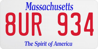 MA license plate 8UR934