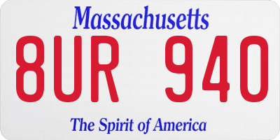 MA license plate 8UR940