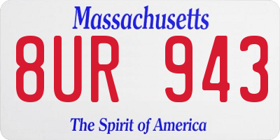 MA license plate 8UR943