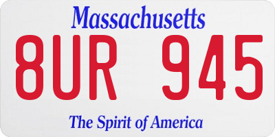 MA license plate 8UR945