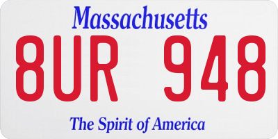 MA license plate 8UR948