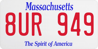 MA license plate 8UR949