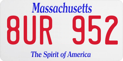 MA license plate 8UR952