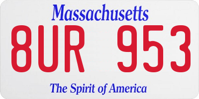 MA license plate 8UR953