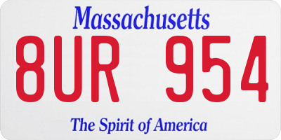 MA license plate 8UR954
