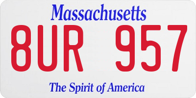 MA license plate 8UR957