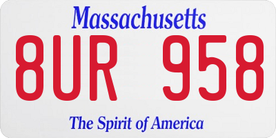 MA license plate 8UR958