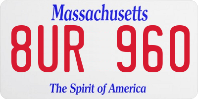 MA license plate 8UR960
