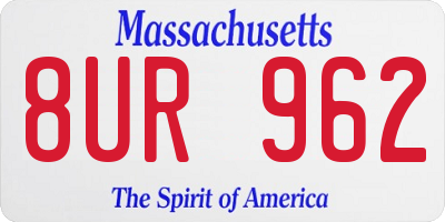MA license plate 8UR962