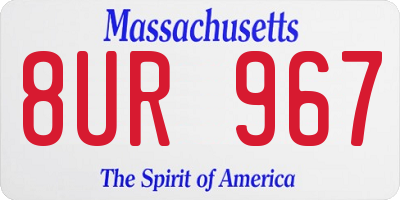 MA license plate 8UR967