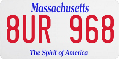 MA license plate 8UR968